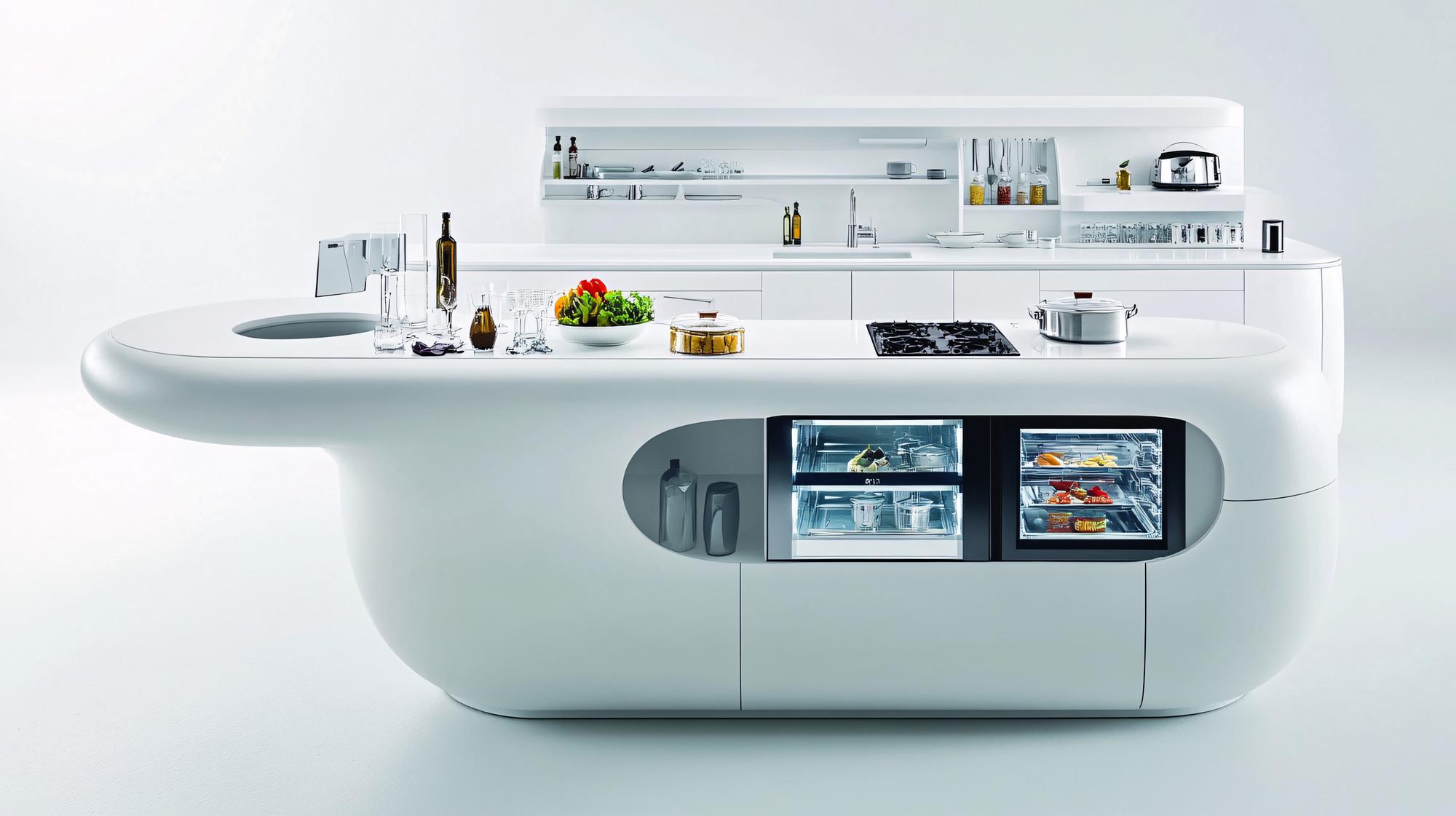 Studio kitchen with plated sample and monitoring equipment